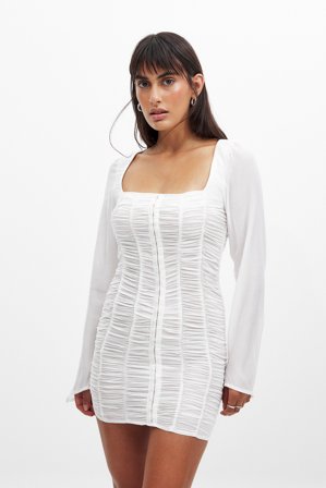 NA-KD Party Robe structurée ornementée sur le devant - Robes - OffBlanc - EU 34