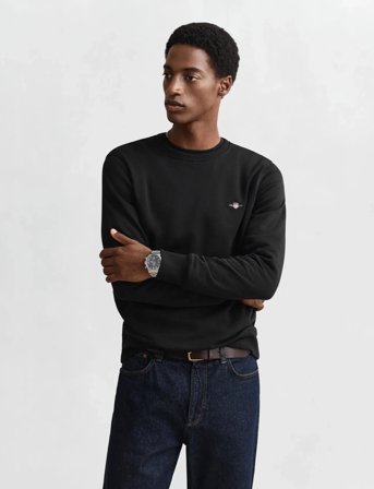 GANT Reg Shield C-Neck Sweat - Black - L