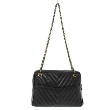 Chanel Vintage, Pre-owned Leather Shoulder Bag Zwart, Dames, Maat:ONE Size,stof