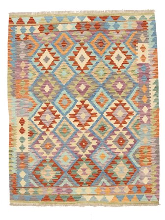 Kilim Afghan Old Style Rug 157X197 Brown/Yellow Wool, Afghanistan