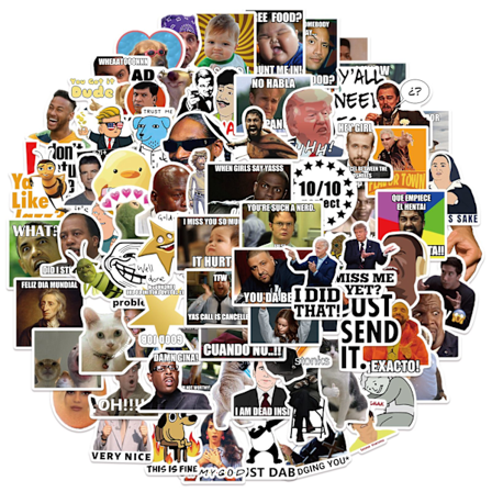 200 stk. sjove meme-klistermærker til bærbare computere, trendy vinyl-klistermærker til computere, telefoner, Macbooks (vandtætte)