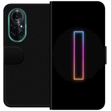 Kompatibel Tegnebogsetui til Huawei Huawei nova 8 Pro Minimalistisk neonbogstav I i regnbuefarver mod mørk baggrund