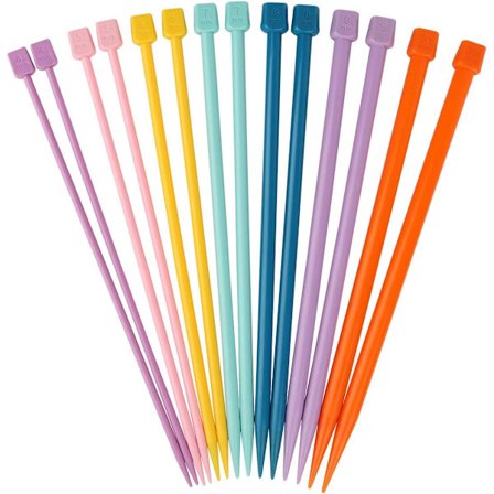 25 cm Lange Strikkepinner for Barn og Voksne Nybegynnere, 7 Par Sirkulære Enkeltspiss Strikkepinner 4,0 mm til 10 mm for Skjerfstrikking Hjemme DIY