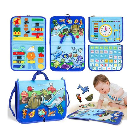 Aktivitetstavla för småbarn 5 lager, aktivitetsbräda, Montessori leksak baby från 1 2 3 4 5 år flicka pojke, motorikbräda P typ havs haj typ[ee]