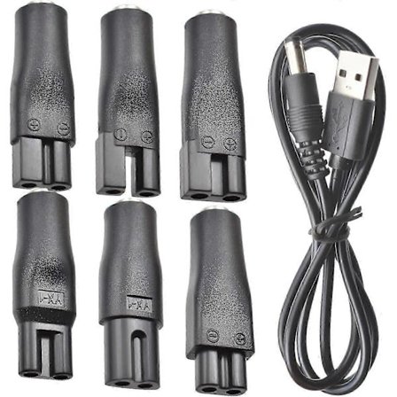 7 stk. strømledning 5V erstatningsoplader USB-adapter egnet til elektriske hårklippere, skægtrimmere, barbermaskiner, skønhedsinstrumenter SZRH A-VH