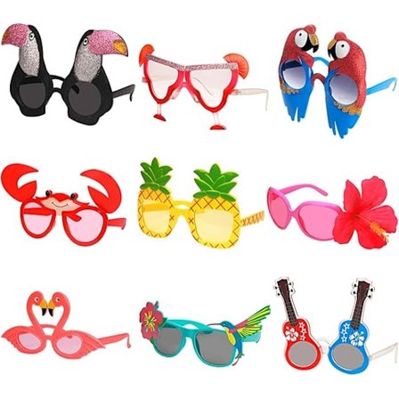 Party Solbriller - Morsomme Hawaiibriller, Tropiske Maskeradefavoritter, Morsomme Sommerfest Fotorekvisitter, Nyhet Partyutstyr Dekorasjoner