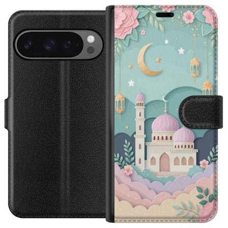 Kompatibel Tegnebogsetui til Google Pixel 9 Pro XL Håndtegnet rejseinspireret mønster med verdenskort, fly, hjerter og vintage eventyrstema