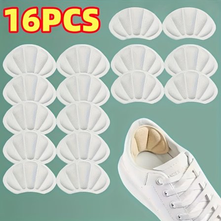 16 stk Selvklebende Hælputer - Memory Foam Polstrede Innersåler, Sklisikre Støtdempende Skoinnlegg, Anti-Blister Beskyttelse [DB]