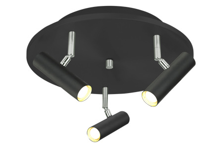 Aneta Lighting Artic 76009-15 Spotlight 3 x 6 W LED, 3000 K Svart/krom, Belysning