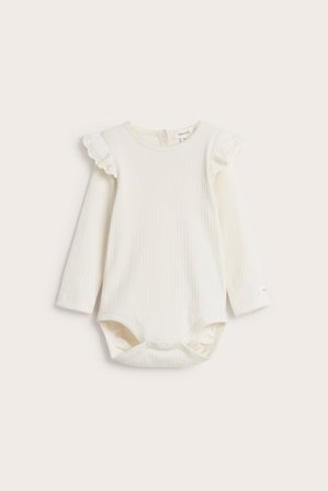 Newbie | Prążkowane body z falbanami | Offwhite