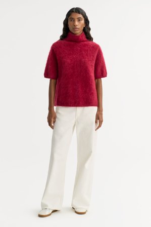 Soft Goat - Brushed Short Sleeve Turtleneck - Women cashmere sweater - L - Dahlia