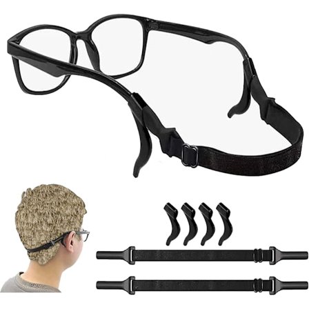 Justerbar glasögonrem, 6 st utan svans elastisk solglasögonrem och halkfria öronbygel i silikon, glasögonrem för barn, glasögonhållare runt halsen för