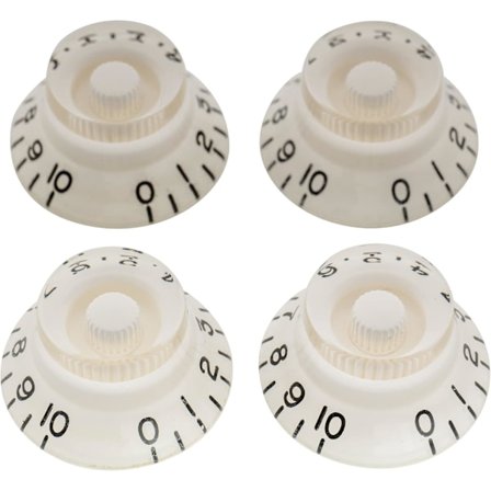 Pro Imperial Tumstorlek Bell Top Hat Rattar Kompatibla med USA-tillverkade Les Paul-stil Elgitarrer, Vit (Set med 4)