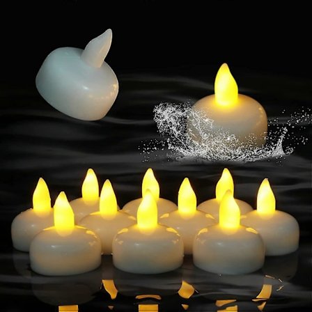 LED Flydende Lys, 12 stk. Vandtætte Flammeløse Lys Batteridrevet