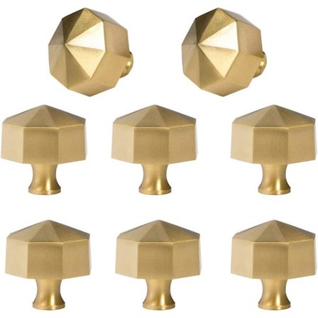 Massive messingknotter, vakre børstet gull kjøkkenskapknotter, moderne europeisk stil kommode skuffetrekk 8 pakke Diameter: 1,18" 30mm