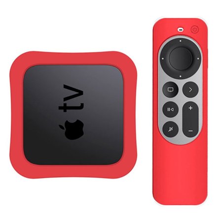 Apple TV 4K (2021) set-top box + controller silikone cover - Rød
