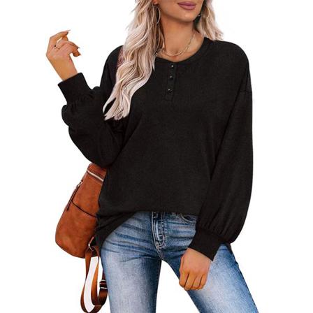 Enfärgad T-shirt För Damer Med Rund Hals