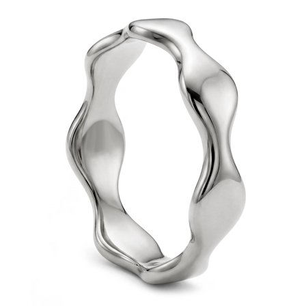 Magma | Anello ondulato da 6mm in acciaio inossidabile color argento for Men