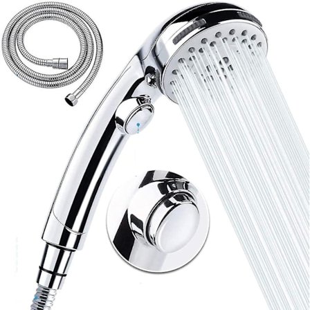 Handheld Shower Head With Hose -5 Spray Settings Removable High Pressure Shower Head With On / Off Switch -chrome