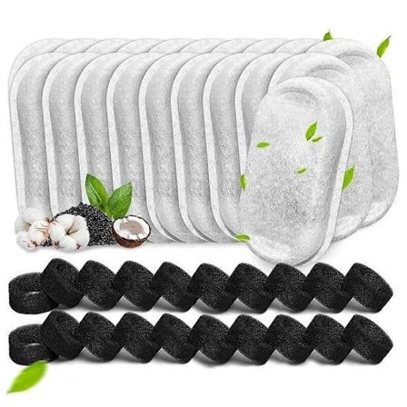 40 stk Katte Vannfontene Filter for 67oz/2L og 108/3.2L Rustfritt Stål Dyrfontene Katte Erstatningsfilter Svamper