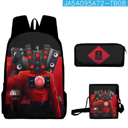 Skibidi toilet mand parodieret skoletaske skuldertaske penalhus rygsæk tre styk sæt #1 - Perfet