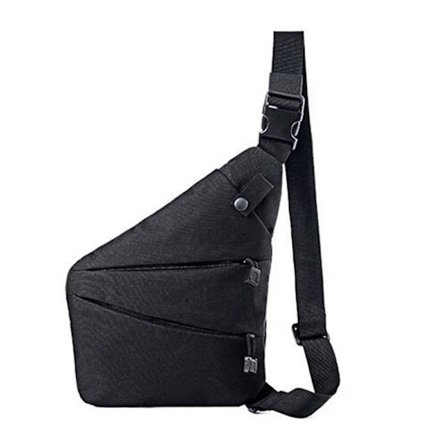 Multifunktionell svart crossbody-väska/midjeväska i Oxford-tyg för män med stor kapacitet - höger axel