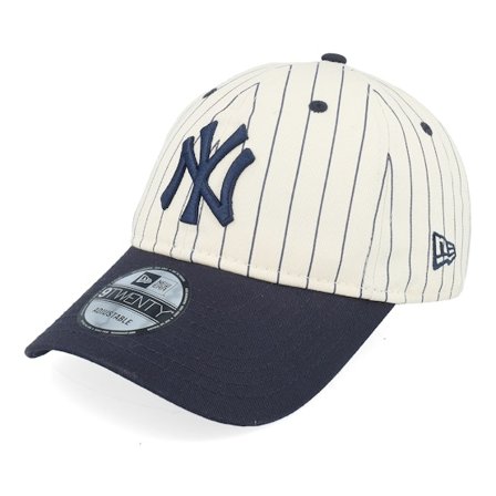 New Era - MLB Hvid unconstructed Kasket - New York Yankees Pinstripe 9TWENTY Off White/Navy Dad Cap @ Hatstore