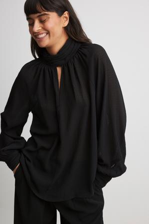 NA-KD Strukturerad blus - Blusar - Svart - EU 32