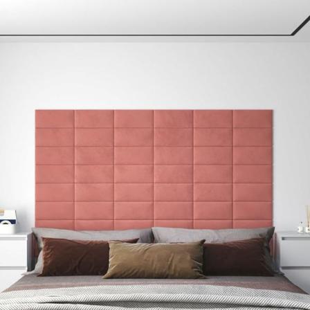 Vidaxl Väggpaneler 12 St Rosa 30x15 Cm Sammet 0,54 M² Rosa