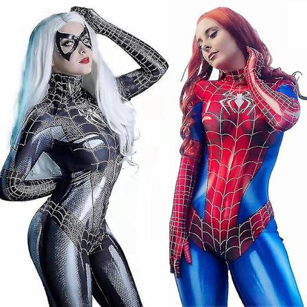Spider Woman Jumpsuit Cosplay Kostym Spiderman Strumpbyxor Bodysuit Red XL