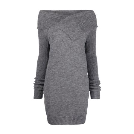 Pinko Ginsling Alpaca Ribbed Kjole Grå, Dame