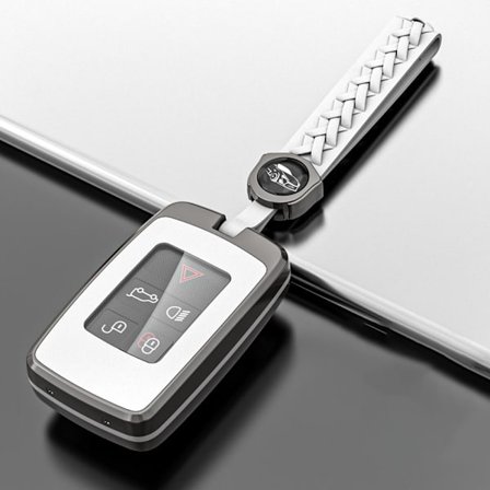 Zinc Aolly-fodral för Range Rover fjärrkontrollnyckel - vit, 5 knappar smart nyckelskal kompatibel