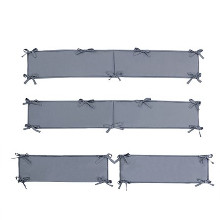 IC 4 st Andningsbar bomull Baby Bumpers Vadderat foder Grå