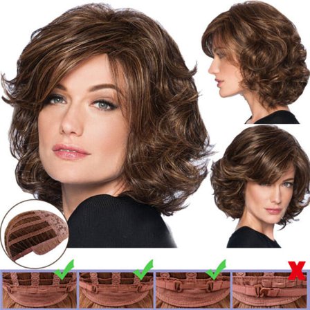 TG Kvinner Lysbrun Medium Lang Krøllete Parykk Daglig Elegant Buff