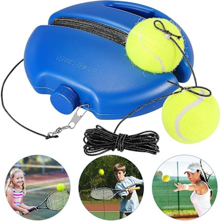 Tennis Trenersett, Tennis Trenerutstyr Base Med Snøre Og 3 Returballer For Solo Trening Tennis Trener