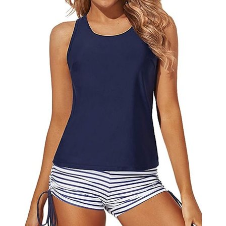 3-delt badedragt til kvinder med tankini-top, badeshorts og sports-bh i XL