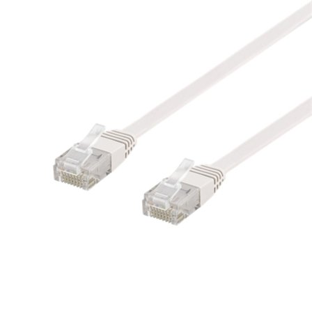Deltaco Flat Cat6 network cable, 0.3m, white