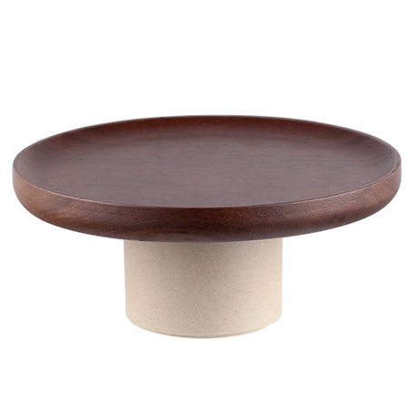 Fruktskål Retro Keramikk, Fruktfat i Tre med Høy Fot Fruktskål Snack Kake Displayfat for Stue