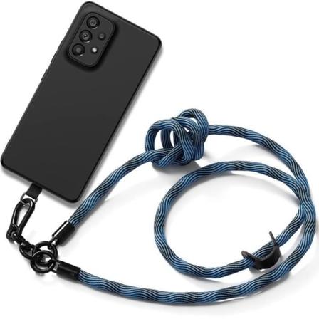 Lanyardfodral för Samsung Galaxy A33 5G Svart TPU Anti-Scratch Stötsäkert med avtagbar Lanyard Blue Blå