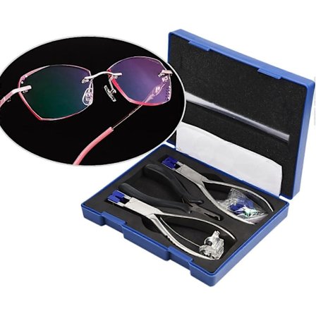 Brillemontørtang, rustfrit stål brillemontørtang, professionelt brillemontørtangsæt, rammeløs adskillelse, optisk værktøjssæt til reparation af 