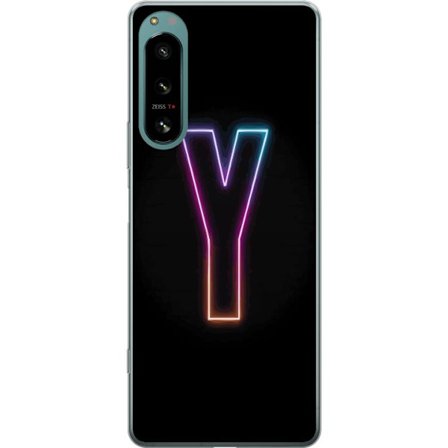 Kompatibel Mobilcover til Sony Sony Xperia 5 IV Minimalistisk neonbogstav Y i farveskiftende lys mod sort baggrund
