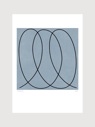 Poster med abstrakt linjeteckning i svart och blått | Kunstary.com, 70x100 cm