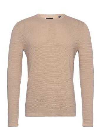 Onspanter Life 12 Struc Crew Knit Strikkegenser M. Rund Krage Beige ONLY & SONS