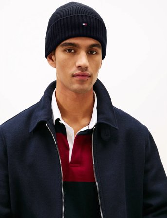 Tommy Hilfiger Th Flag Pima Cotton Beanie - Navy - ONE SIZE