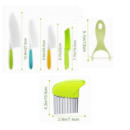 Barnknivar för barn - för att skära och laga frukt eller grönsaker Set med