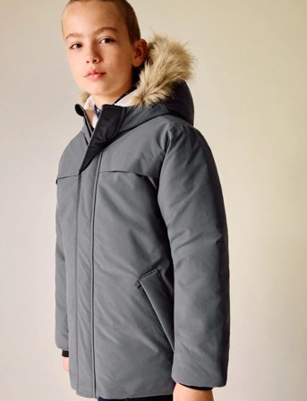 Mango Anorak With Shearling-Effect Hood - Grey - 7