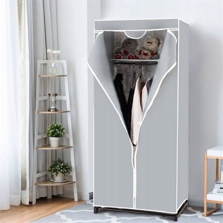 Garderobeskap i stoff med støvtrekk – Grå