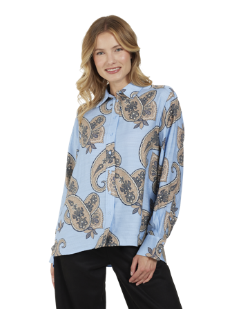 B. COPENHAGEN - Skjorte - Lyseblå - Paisleyprint