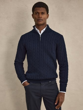 Navyblaue Half-Zip Pullover Regular Fit