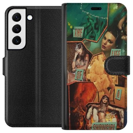Kompatibelt Plånboksfodral till Samsung Samsung Galaxy S22+ 5G Taylor Swift Livet som Showgirl - Gyllene Showgirl med Hatt och Glamour